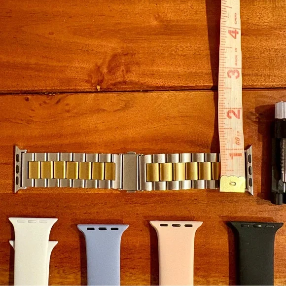 6 - 38/40mm Apple Watch Bands - Silicone and Gold/Silver Stainless Steel - Picture 5 of 6
